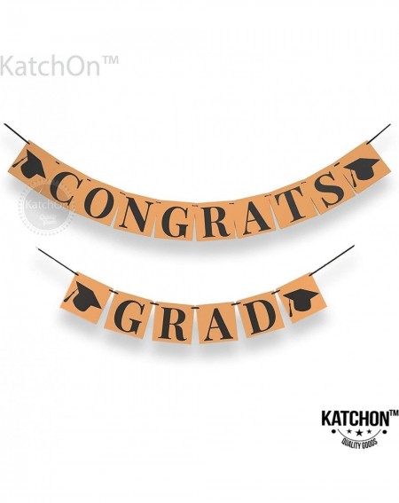 Banners & Garlands Congrats Grad Banner - Large- 6.3 x 6.3 Inch - Graduation Decorations 2020 - Kraft Paper Bunting Graduatio...