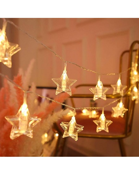 Indoor String Lights Photo Clip String Lights- 20 Big Stars Clip LED Warm-White Star Twinkle Lights Powered by 3 AA Batteries...