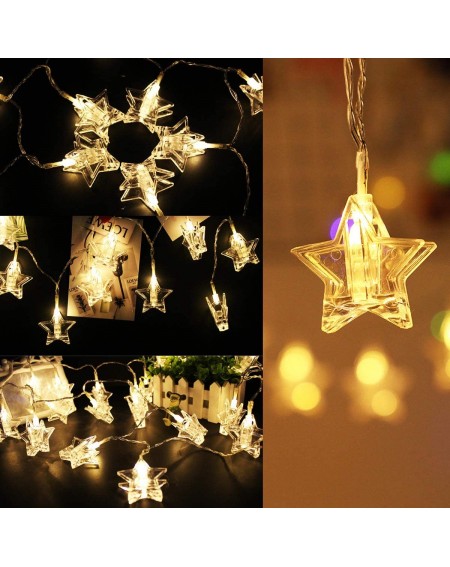 Indoor String Lights Photo Clip String Lights- 20 Big Stars Clip LED Warm-White Star Twinkle Lights Powered by 3 AA Batteries...