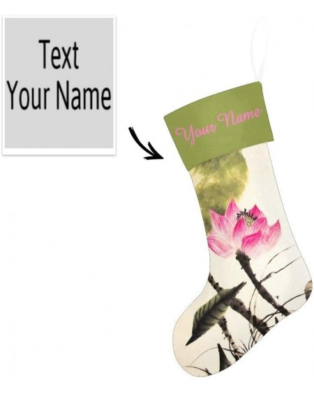 Stockings & Holders Christmas Stocking Custom Personalized Name Text Asian Lotus for Family Xmas Party Decor Gift 17.52 x 7.8...