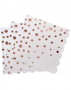 Party Tableware 100 Rose Gold Polka Dot Napkins on Scalloped Edge Napkin Rose Gold Foil Paper Disposable Luncheon Napkins for...