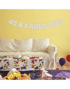 Banners & Garlands 45 & Fabulous Silver Glitter Birthday Banner Perfect for 45th Birthday Gift Cheers to 45 Years Old Bday Pa...