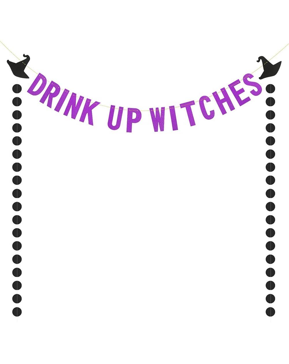 Banners & Garlands Drink UP Witches-Drink Up Witches Banner Purple Glitter Halloween Garland Decor Bunting with 2pcs Black Ci...