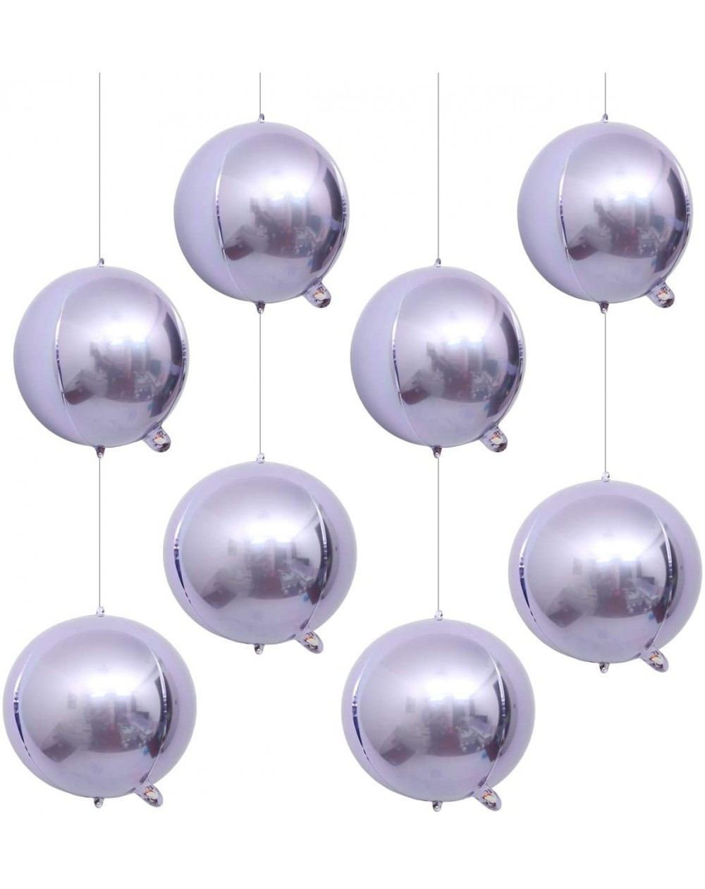 Balloons Hangable 8 Count 7" Violet 4D Large Round Sphere Aluminum Foil Balloon Mirror Metallic Silver Balloon Birthday Party...
