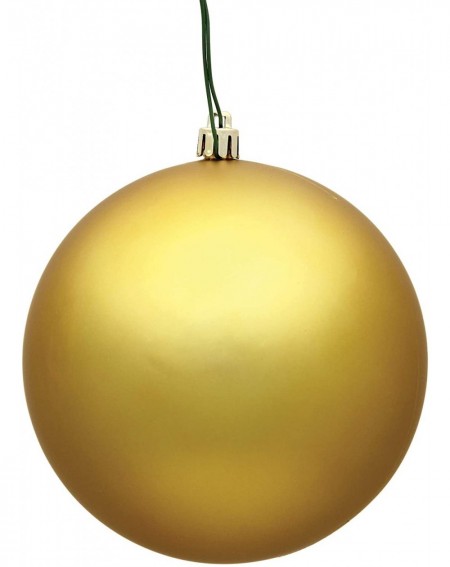Ornaments Matte Ball Finish Seamless Shatterproof Christmas Ball Ornament- UV Resistant with Drilled Cap- 6 per Bag- 4"- Gold...