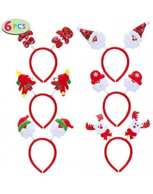 Party Hats Pack of 6 Christmas Headbands with Different Designs for Christmas and Holiday Parties (ONE Size FIT ALLL) Red - C...