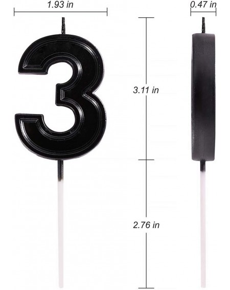 Cake Decorating Supplies 2.76 Inches Black Birthday Number Candles- Glitter Numeral Candles Cake Topper Decoration for Birthd...