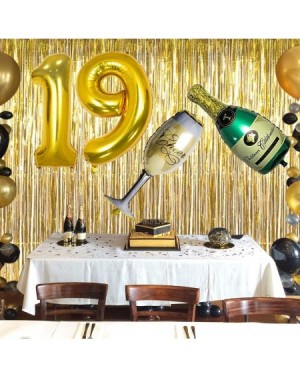 Balloons Gold 19th Birthday Party Decorations Supplies- Number 1 and 9 Balloons Gold Foil Fringe Curtains Backdrop Props Cham...