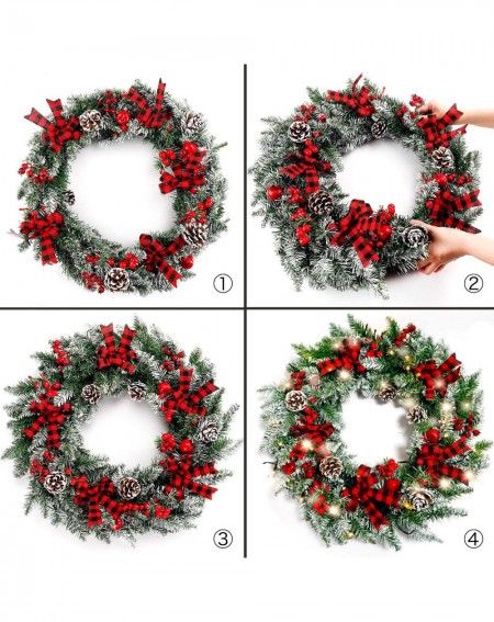 Wreaths 22 Inches Christmas Wreath with 50 Lights Artificial Pine Wreath Indoor or Outdoor Christmas Decoration - CE1998A7WXG...