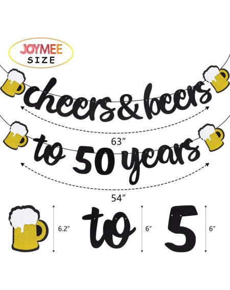 Banners & Garlands 50th Birthday Party Decorations Kit Cheers & Beers to 50 Years Banner 6 Pom Poms 12-Pack Sparkling 50 Hang...