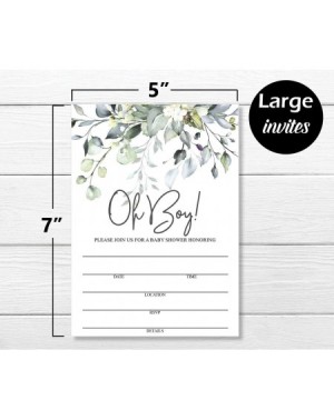 Invitations 50 Oh Boy Greenery Baby Shower Invitations and Envelopes (Large Size 5x7) - (50 Count) - C3196EY4EG3 $16.87