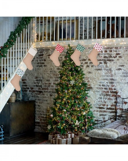 Stockings & Holders Burlap Christmas Stockings Xmas Fireplace Hanging Stockings Decoration Stockings for Christmas Decoration...