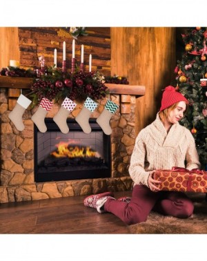 Stockings & Holders Burlap Christmas Stockings Xmas Fireplace Hanging Stockings Decoration Stockings for Christmas Decoration...