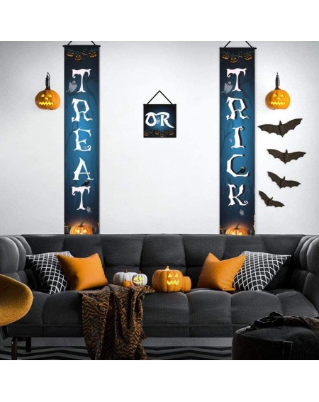 Banners Halloween Front Door Banner Decorations with 3D Scary Bats Wall Decal Wall Sticker Pumpkin Skull Crow Spider Pattern ...