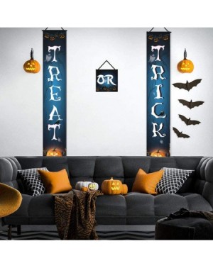 Banners Halloween Front Door Banner Decorations with 3D Scary Bats Wall Decal Wall Sticker Pumpkin Skull Crow Spider Pattern ...