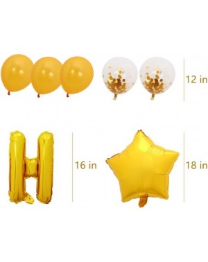 Banners Happy Birthday Banner with Alphabet Balloons Star Shaped Balloons Latex Balloons for Birthday Decorations (C01-Gold) ...
