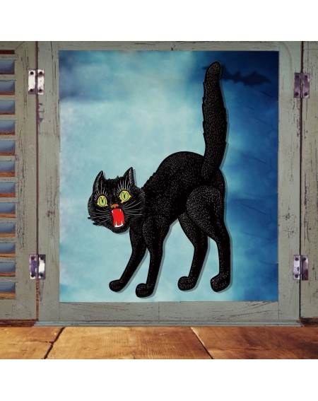 Party Favors Jointed Scratch Cat- Vintage Halloween Jointed Scary Black Paper Cat Party Decoration - C918YZTYZIU $18.35