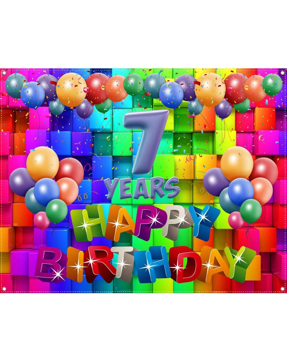 Banners 7th Birthday Decorations-Happy 7th Birthday Banner-7th Birthday Party Supplies-7th Birthday Yard Sign-7th Birthday Gi...