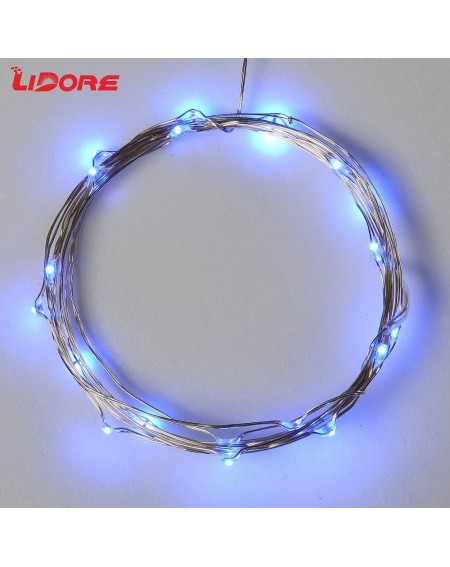 Indoor String Lights Micro LED 20 Blue String Lights with Timer- Battery Operated on 7.87ft Long Silver Color Ultra Thin Copp...