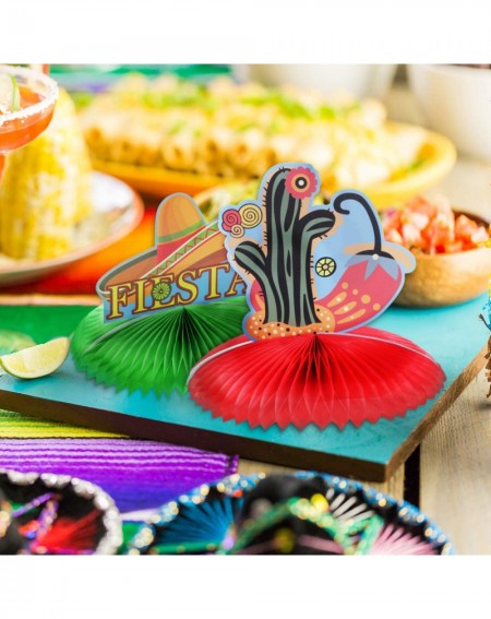 Centerpieces 12 Pieces Mexican Theme Table Centerpiece Fiesta Honeycomb Centerpiece Colorful Hanging Paper Fans DIY Crafts fo...