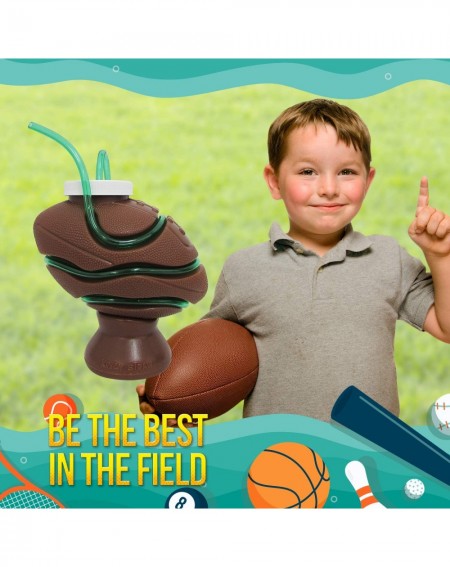 Party Packs Football Sippers with Wrap-Around Straw 14oz - 3-Pack - Summer Sippy Cup- Kids Reusable Cups - C919HYCZIL4 $11.50