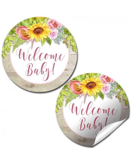 Favors Watercolor Sunflower- Dahlia- Peony Floral Baby Sprinkle Baby Shower Thank You Sticker Labels- 40 2" Party Circle Stic...