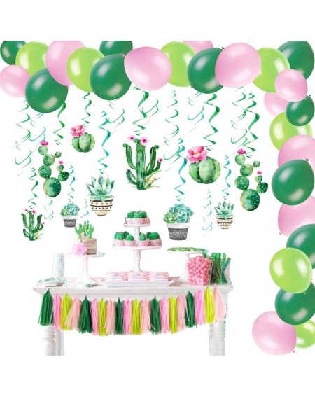 Balloons Cactus Party Decorations Set Cactus Hanging Ceiling Swirls Paper Tassel Garland Summer Fiesta Party Kids Birthday Pa...