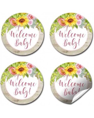 Favors Watercolor Sunflower- Dahlia- Peony Floral Baby Sprinkle Baby Shower Thank You Sticker Labels- 40 2" Party Circle Stic...