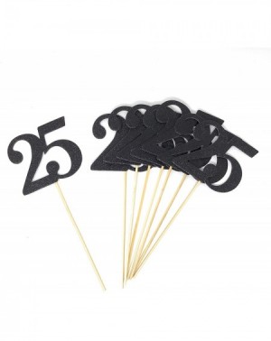 Centerpieces Number 25 Set Of 8 Double Sided Centerpiece Sticks Set of Real Glitter (Black) - Black - CN18ZY6A2QD $22.71