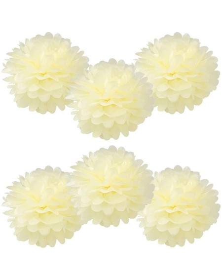 Tissue Pom Poms Set of 6 - Ivory 8" - (6 Pack) Tissue Pom Poms Flower Party Decorations for Weddings- Birthday- Bridal- Baby ...