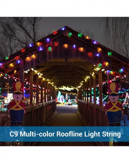 Outdoor String Lights C9 Christmas Lights Outdoor- 25 LED C9 Replacement Bulbs (E17 Base)- 25FT Christmas Stringer- Multicolo...