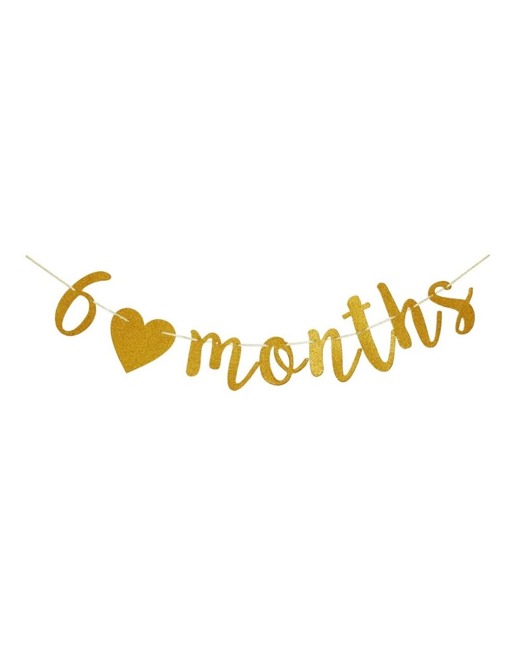 Banners & Garlands 6 Months Banner- Gold Glitter Sign Garlands for Baby Shower Party Decors- Baby Boy's/Girl's 1/2 Birthday P...