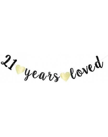 Banners & Garlands 21 Years Loved Banner-21st Birthday Party Decorations Photo Props-Celebrating 21 Wedding Anniversary Black...