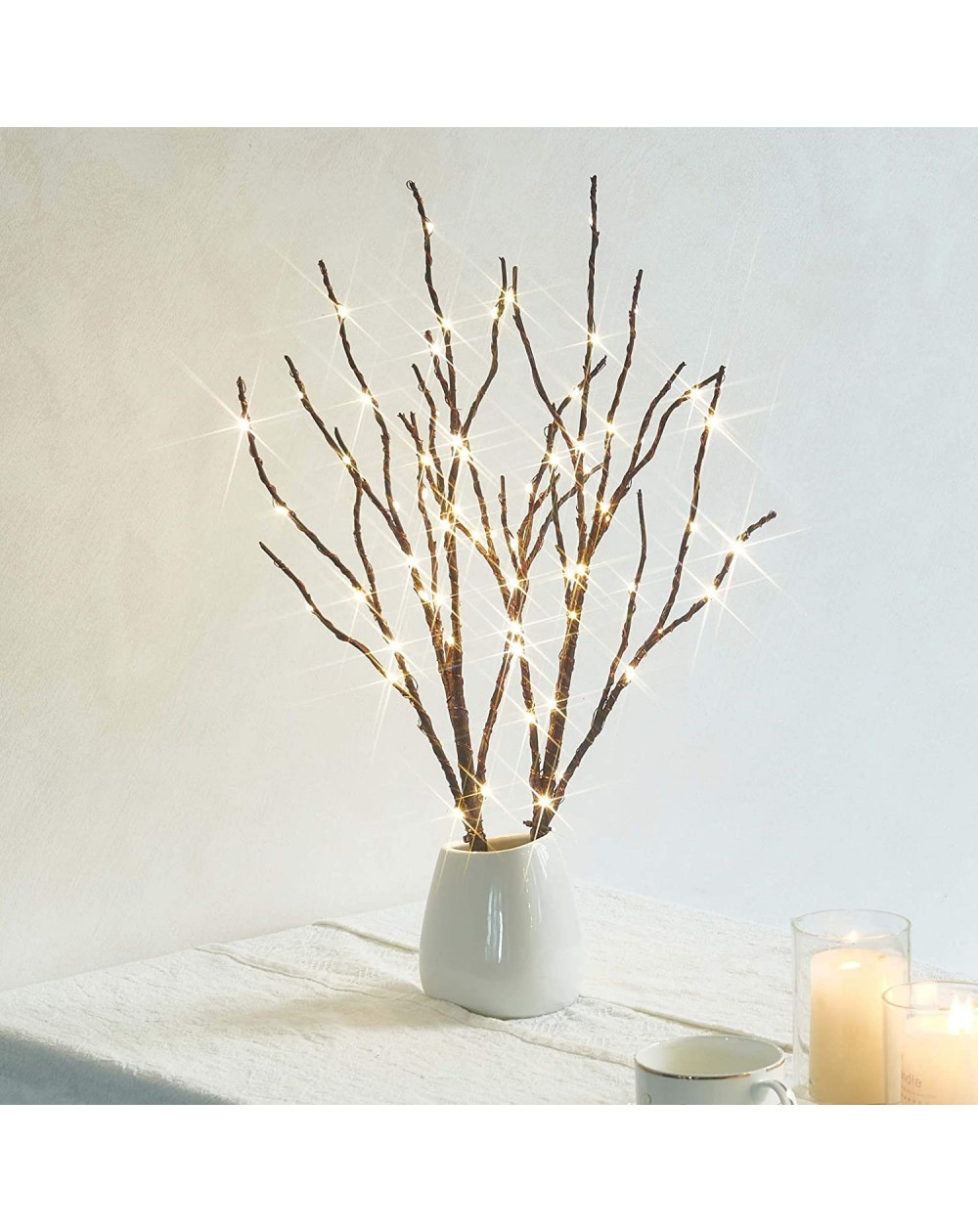 Indoor String Lights Lighted Branches 18IN 70 Warm White LED with Timer Twig Lights Battery Operated for Christmas Wedding Pa...
