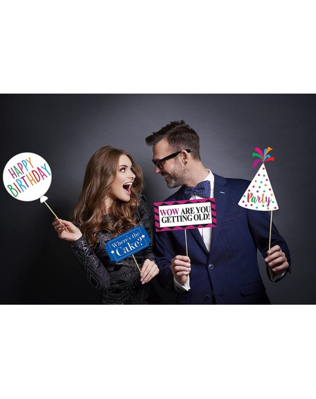 Photobooth Props Funny Birthday Photo Booth Props - 47 Pieces - 21st - 30th - 40th - 50th - 60th - 70th - 80th - 90th - Birth...