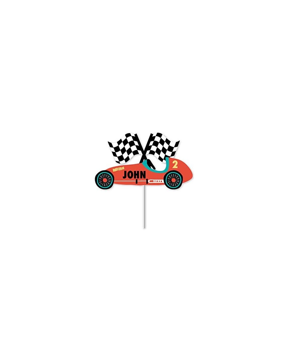 Cake & Cupcake Toppers Vintage Race Car - Custom Name Cake Topper - Race Car Birthday Party Decorations - Race Car Cupcake To...