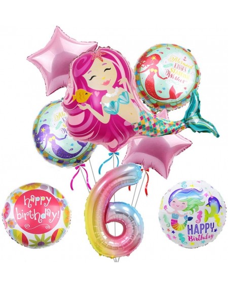 Balloons Mermaid Party Supplies- Pink Mermaid 6th Birthday Balloon Bouquet Decorations-Baby Shower- Home Office Decor- Birthd...