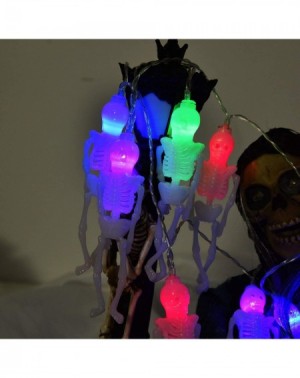 Outdoor String Lights 15 LED Halloween Skull String Lights- 8 Modes Fairy Lights with Remote- Battery Operated Halloween Ligh...