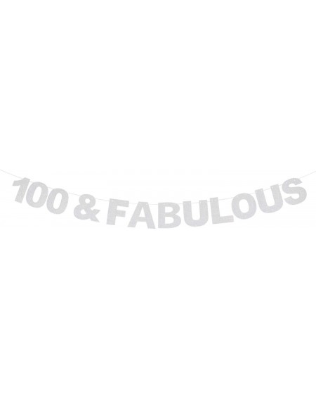Banners & Garlands 100 & Fabulous Silver Glitter Birthday Banner Perfect for 100th Birthday Gift Cheers to 100 Years Old Bday...