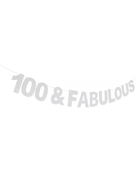 Banners & Garlands 100 & Fabulous Silver Glitter Birthday Banner Perfect for 100th Birthday Gift Cheers to 100 Years Old Bday...