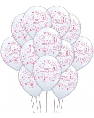 Balloons 11" First Communion Pink Latex Balloons - Package of 12 - CL11WHTMISL $15.90