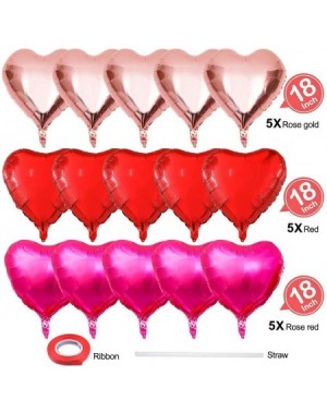 Balloons Upgraded Rose Gold and Red Balloons - Pack of 15 - Heart Shaped Foil Balloons for Valentines Day Wedding Birthday Br...