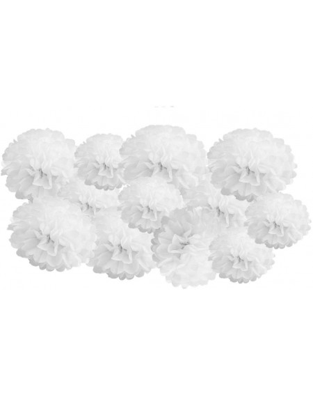 Tissue Pom Poms Pack of 12 Mixed Size White Paper pom poms Tissue Paper Pompom Hanging Flower Balls Garland Wedding Party Dec...