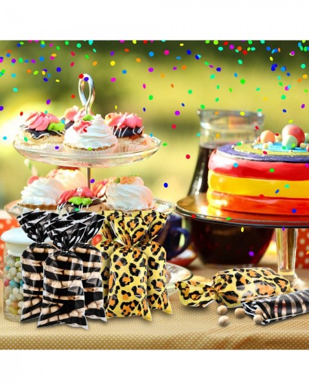 Party Favors 100 Pieces Animal Print Party Supplies Bags Animal Print Design Pattern Candy Bags Sealable Treat Bags for Zoo o...