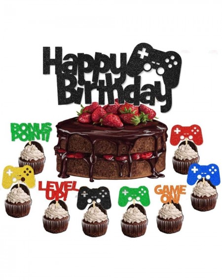 Cake & Cupcake Toppers Video Gaming Party Cake Toppers Gamer Party Supplies Video Game Cupcake Topper Themed Birthday Decorat...