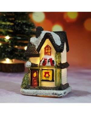 Snow Globes Christmas Resin Miniature House Furniture LED House Decorate Mini Light-up Creative Tabletop Decoration - E - C91...