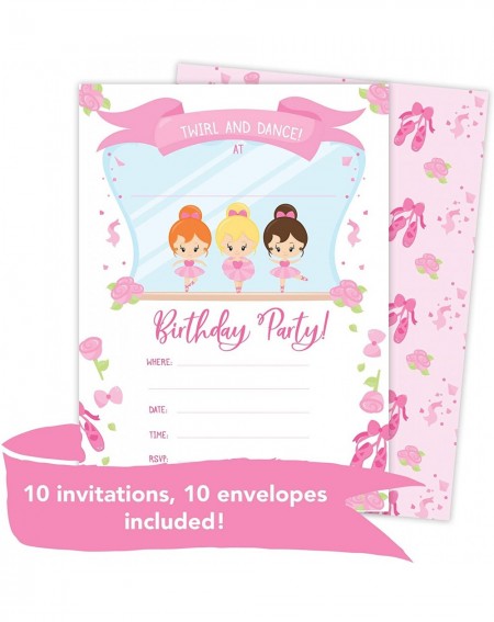 Invitations Ballerina Style 1 Happy Birthday Invitations Invite Cards (10 Count) with Envelopes Boys Girls Kids Party (10ct) ...