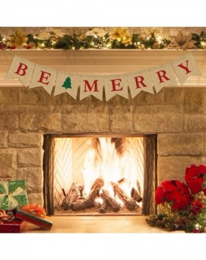 Banners & Garlands Be Merry Burlap Banner - Christmas Burlap Banner - Christmas Tree Garland - Holiday Bunting - Home Garden ...