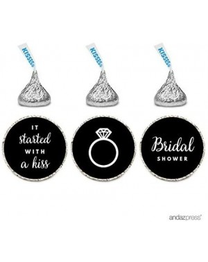 Favors Chocolate Drop Labels Trio- Fits Hershey's Kisses- Wedding Bridal Shower- Black- 216-Pack - Black - CX11VLX1XVH $12.76