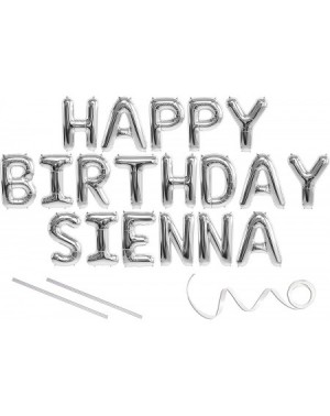Balloons Sienna- Happy Birthday Mylar Balloon Banner - Silver - 16 inch Letters. Includes 2 Straws for Inflating- String for ...
